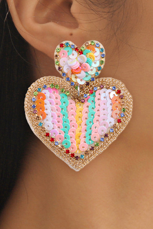 Colorful Sequined Heart Earrings