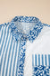 Sky Blue Leopard Striped Western Casual Shirt
