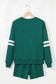 Orange Varsity Striped Sleeve Drop Shoulder Sweatshirt and Short Set