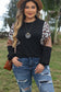 Black Leopard Sequin Patch Plus Size Long Sleeve Top