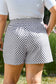 Gray Checkerboard Lace-Up High Waist Plus Size Casual Shorts