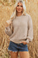 Parchment Mixed Texture Patchwork Knitted Puff Sleeve Sweater