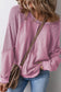 Light Grey Solid Waffle Knit Patchwork Raglan Sleeve Sweatshirt