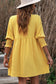 Yellow Shirred Cuffs Short Swing Dress