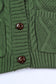 Green Front Pockets Buttons Textured Cardigan