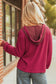 Oatmeal Waffle Patchwork Drop Shoulder Hooded Long Sleeve Top