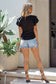 Black Plain Tiered Ruffled Short Sleeve T Shirt