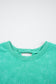 Sea Green Mineral Wash Drawstring Waist Hollow Out Back Short Sleeve Romper