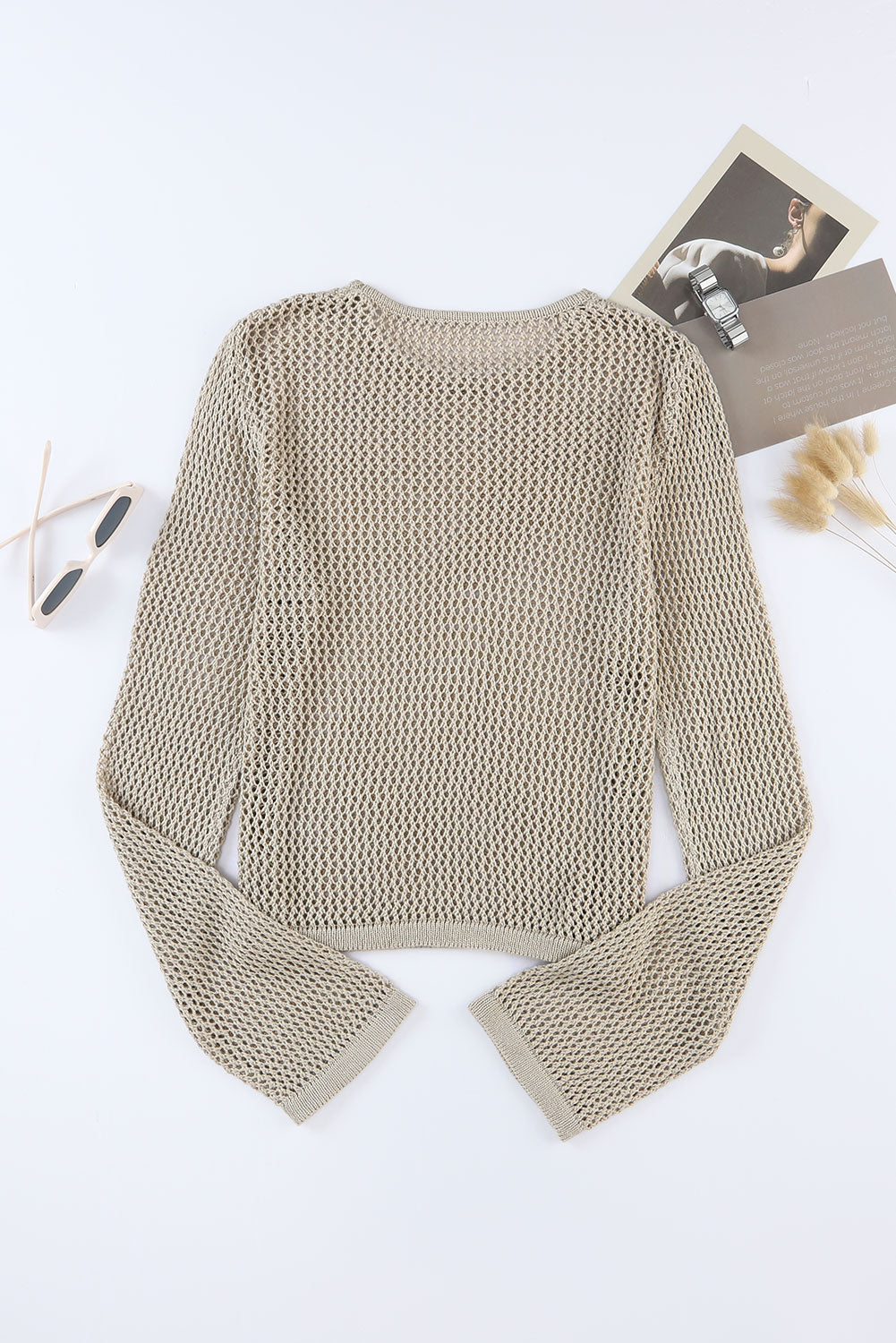 Knit Long Sleeve Khaki Top