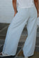 Beau Blue Light Wash Contrast Trim Center Seam Drawstring High Waist Wide Leg Denim Pants