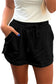 Black French Terry Drawstring Mini Skort with Pockets