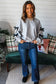 Light Grey Contrast Bow Applique Drop Sleeve Round Neck Sweatshirt
