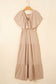 Textured V Neck Flutter Sleeve Ruffled Maxi Dress