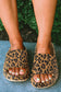 Leopard Print Thick Sole Slip On Slippers