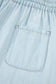 Beau Blue Light Wash Contrast Trim Center Seam Drawstring High Waist Wide Leg Denim Pants