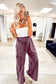 Wild Ginger Mineral Wash Lace-up High Waist Raw Hem Patched Pocket Pants