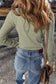 Black Long Sleeve Buttons V Neck Slim Fit Top