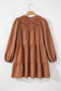 Chestnut Floral Lace Crochet Tiered Ruffled Mini Dress