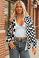 Green Checkerboard Flap Pocket Button Front Shacket