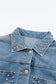 Sky Blue Rivet Studded Pocketed Denim Jacket