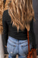 Orange Textured Twist Front V Neck Long Sleeve Slim Solid Color Top