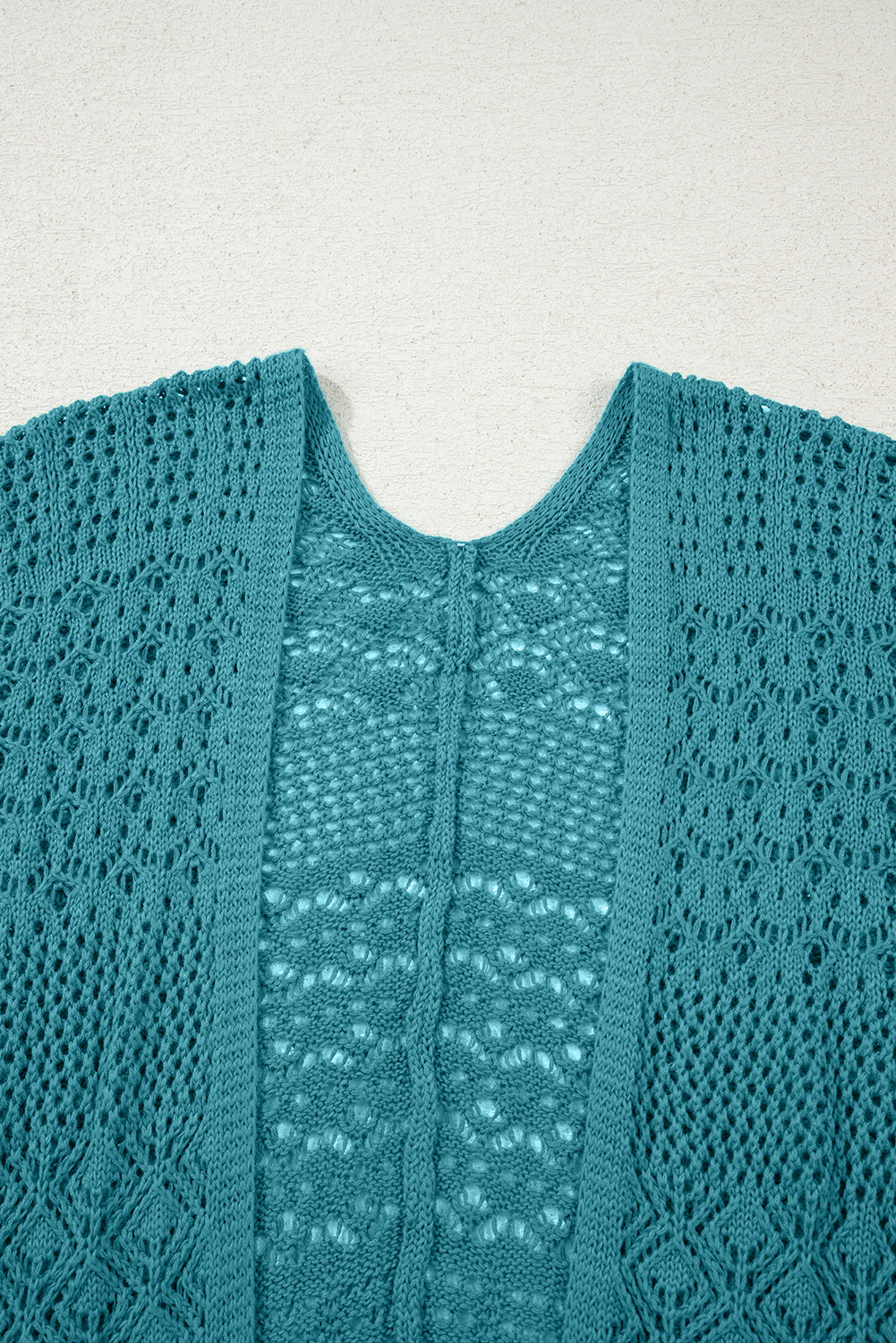 Redwood Burl Mix Pattern Hollowed Knit Open Front Cardigan
