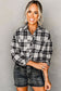 Black Plaid Print Chest Pockets Buttoned Shirt