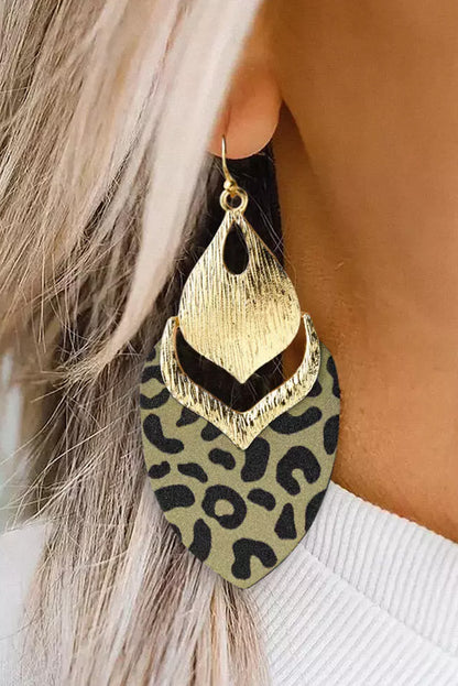 Leopard Leaf Shape Drop Earrings