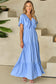 Textured V Neck Flutter Sleeve Ruffled Maxi Dress