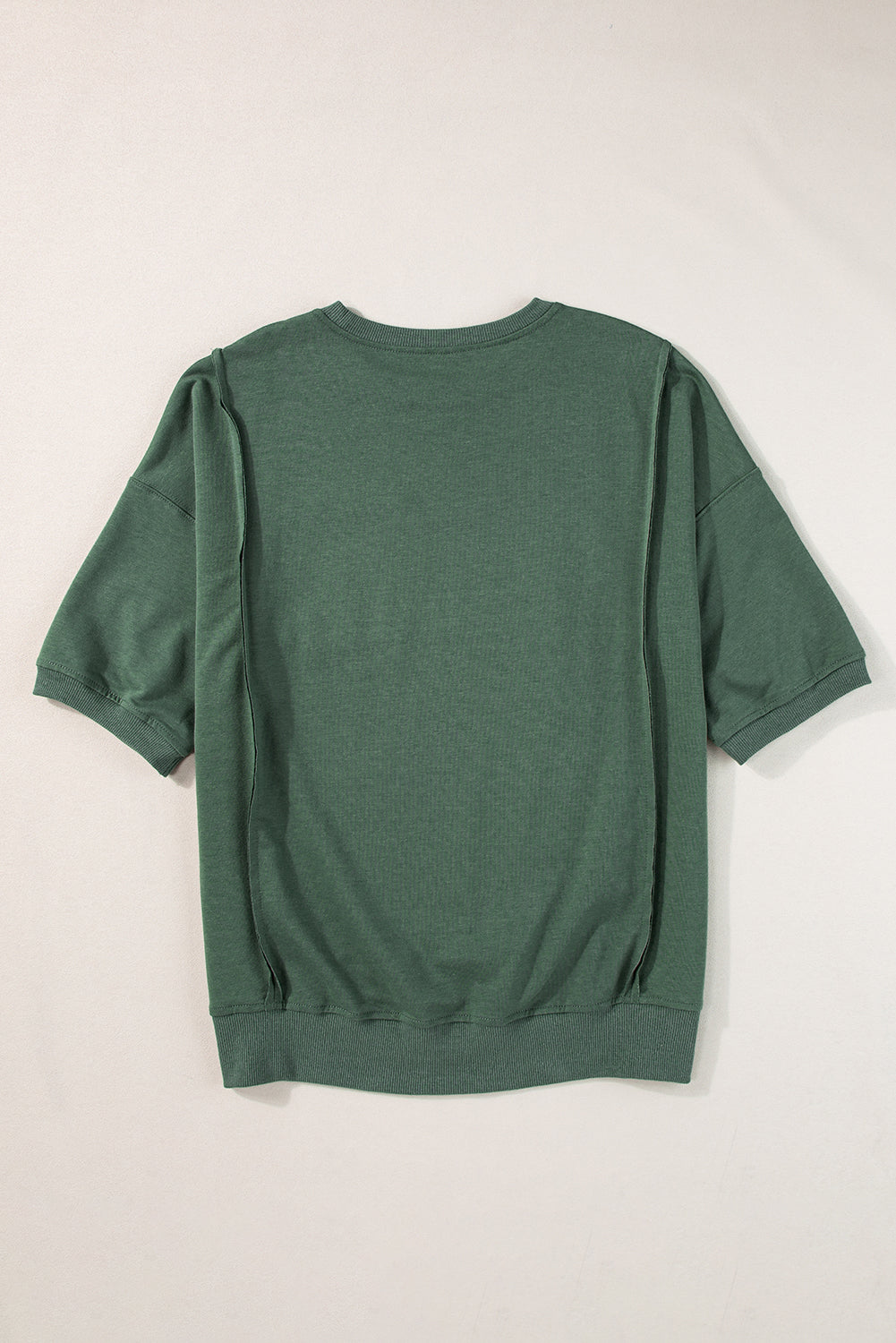 Light Grey Exposed Seam Chest Pocket Split Loose T Shirt