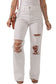 Bright White Heavy Distressed Straight Leg Jeans