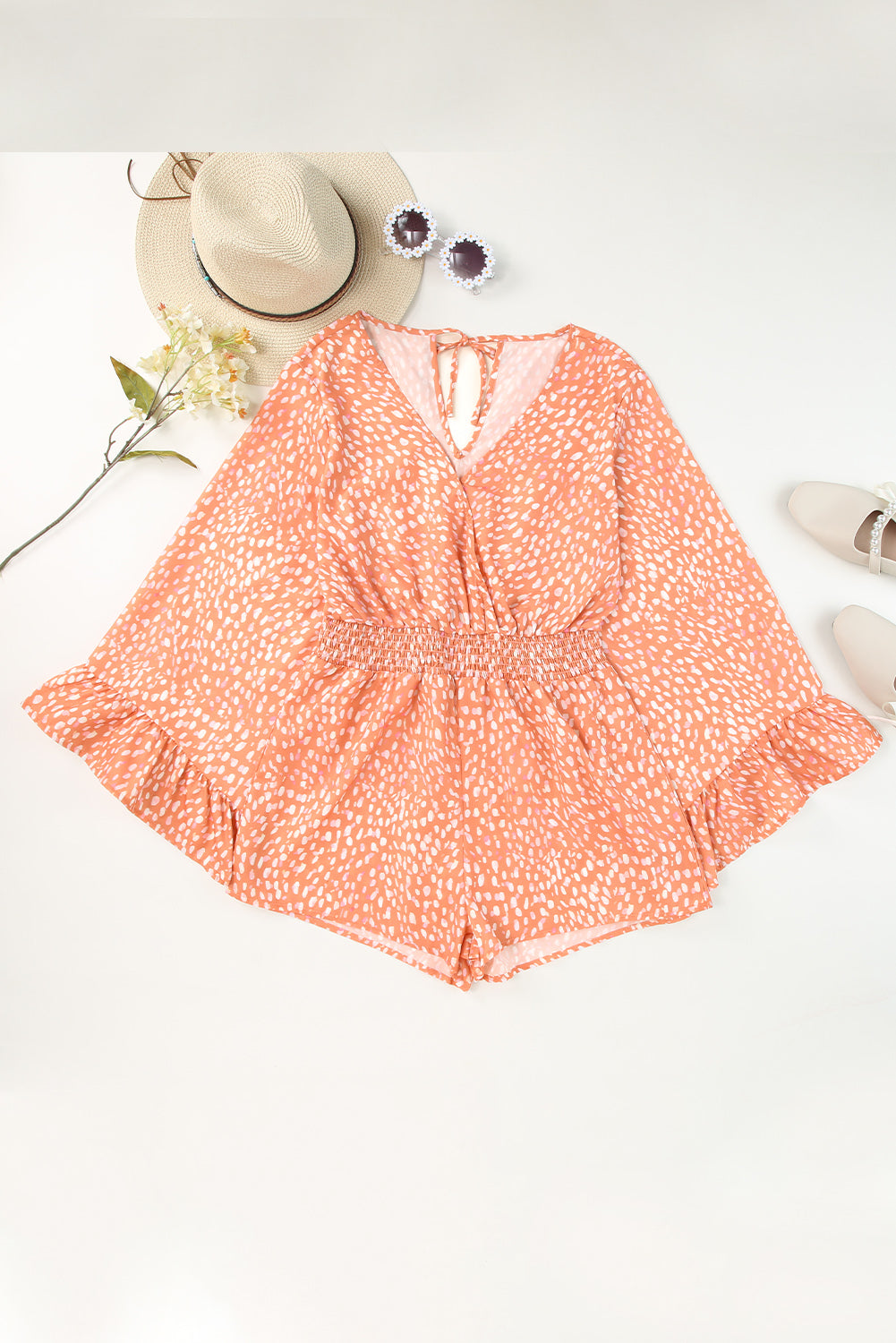 Orange Animal Spotted Print Romper