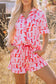 Pink Western Cowgirl Boots Printed Shirt Ruffled Shorts Pajama Set