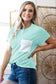 Light Blue Corded Knit Color Block Pocketed Crew Neck T Shirt