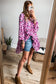 Khaki Leopard Print Buttoned Front 3/4 Sleeve Tiered Ruffled Hem Dress