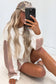 White Color Block Patchwork Drop Shoulder Pullover Casual Shorts 2pcs Outfit