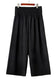 Black Shirred High Waist Plus Size Wide Leg Pants