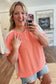 Parchment Twist Rib Colorblock Hi Low Plus Size Short Sleeve Top