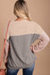 Multicolor Color Block Long Sleeve Ribbed Loose Top