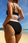 Black Textured Contrast Banding Bikini High Waist 2pcs Swimsuit