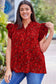 Black Rose Floral Print Ruffle Sleeve Plus Size Shift Top