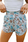 Multicolour Camouflage Print Shirred High Waist Athleisure Shorts