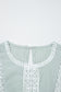 Green Stripe Lace Patchwork Crew Neck Tank Top