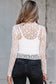 White Sheer Floral Lace Long Sleeve Slim Fit Top