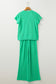 Smoke Gray Solid Corded Knit Short Sleeve T Shirt and Wide Leg Pants Set