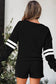 Orange Varsity Striped Sleeve Drop Shoulder Sweatshirt and Short Set