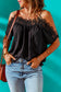 Black Crochet Neckline Off-shoulder Short Sleeve Top