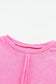 Rose Exposed Seamed High Low Raw Edge Sweatshirt