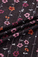 Black Floral Print Smocked Cuff Slim Fit Mesh Bodysuit
