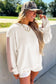 White Color Block Patchwork Drop Shoulder Pullover Casual Shorts 2pcs Outfit